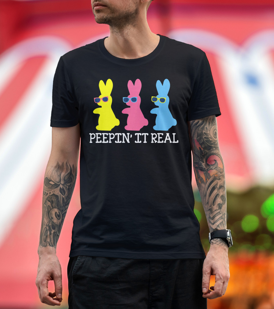 Peepin It Real Colorful Easter Bunny Sunglasses Trio T-Shirt