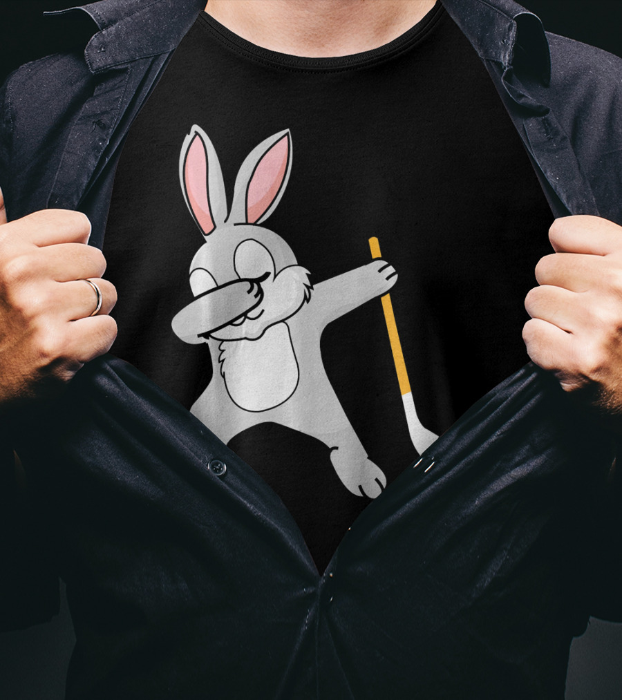 Dabbing Bunny Playing Hockey Easter Day T-Shirt