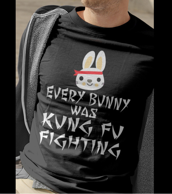 Every Bunny Was Kung Fu Fighting Bunny With Red Bandana T-Shirt