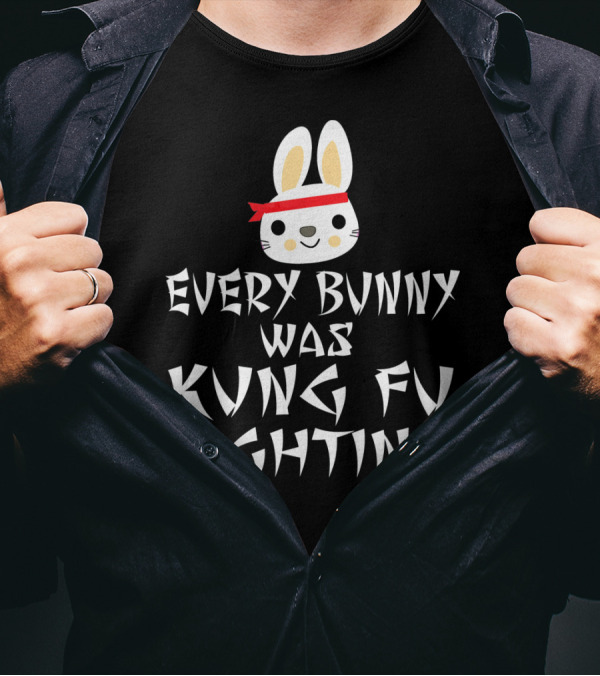 Every Bunny Was Kung Fu Fighting Bunny With Red Bandana T-Shirt