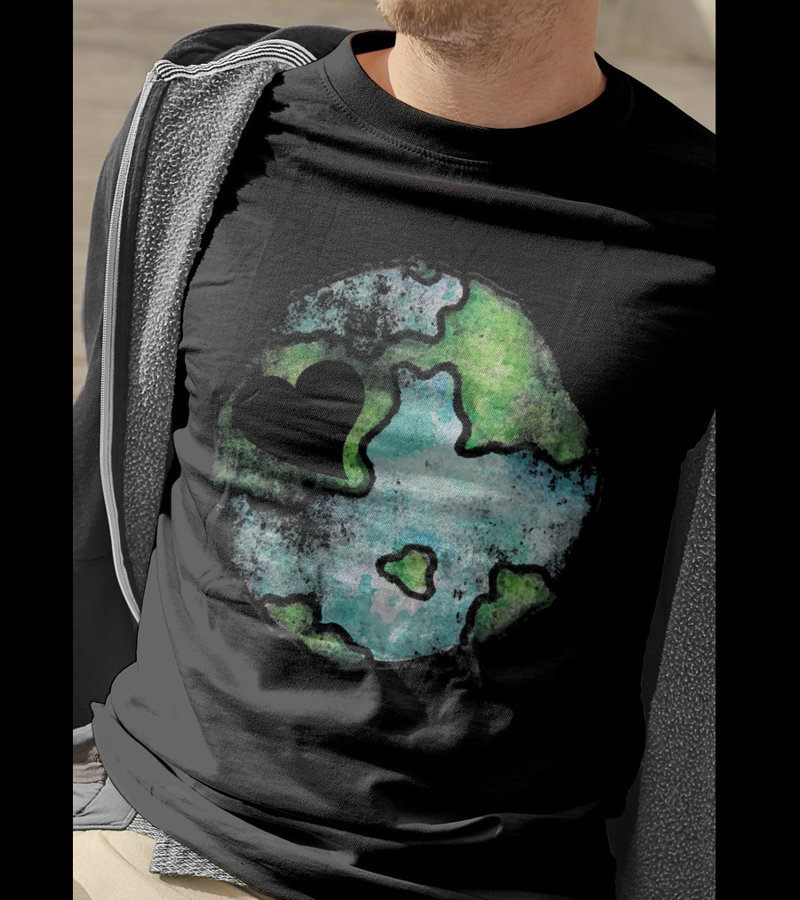 Earth Day Love Heart Vintage Artistic Planet T-Shirt