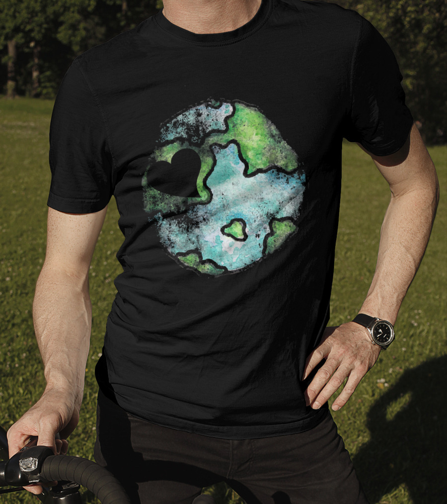 Earth Day Love Heart Vintage Artistic Planet T-Shirt
