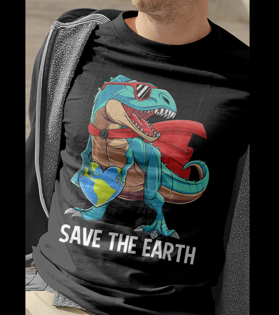 Save The Earth Dinosaur Kids Boys Earth Day T-Shirt
