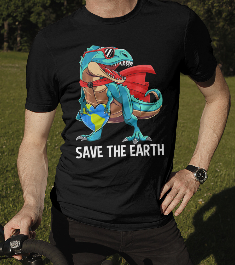 Save The Earth Dinosaur Kids Boys Earth Day T-Shirt