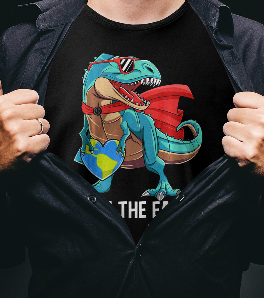Save The Earth Dinosaur Kids Boys Earth Day T-Shirt