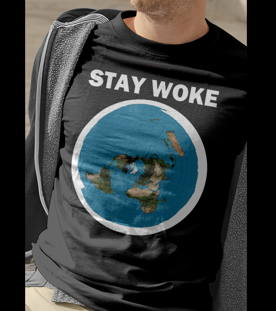 Stay Woke Flat Earth Map Representation T-Shirt