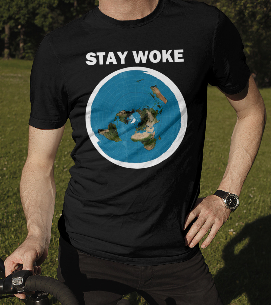 Stay Woke Flat Earth Map Representation T-Shirt
