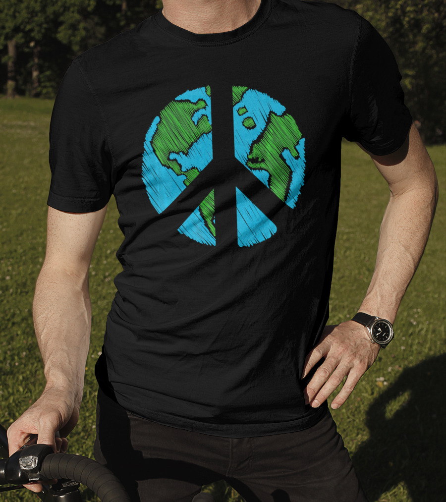 Retro Vintage Peace On Earth Day World Map T-Shirt