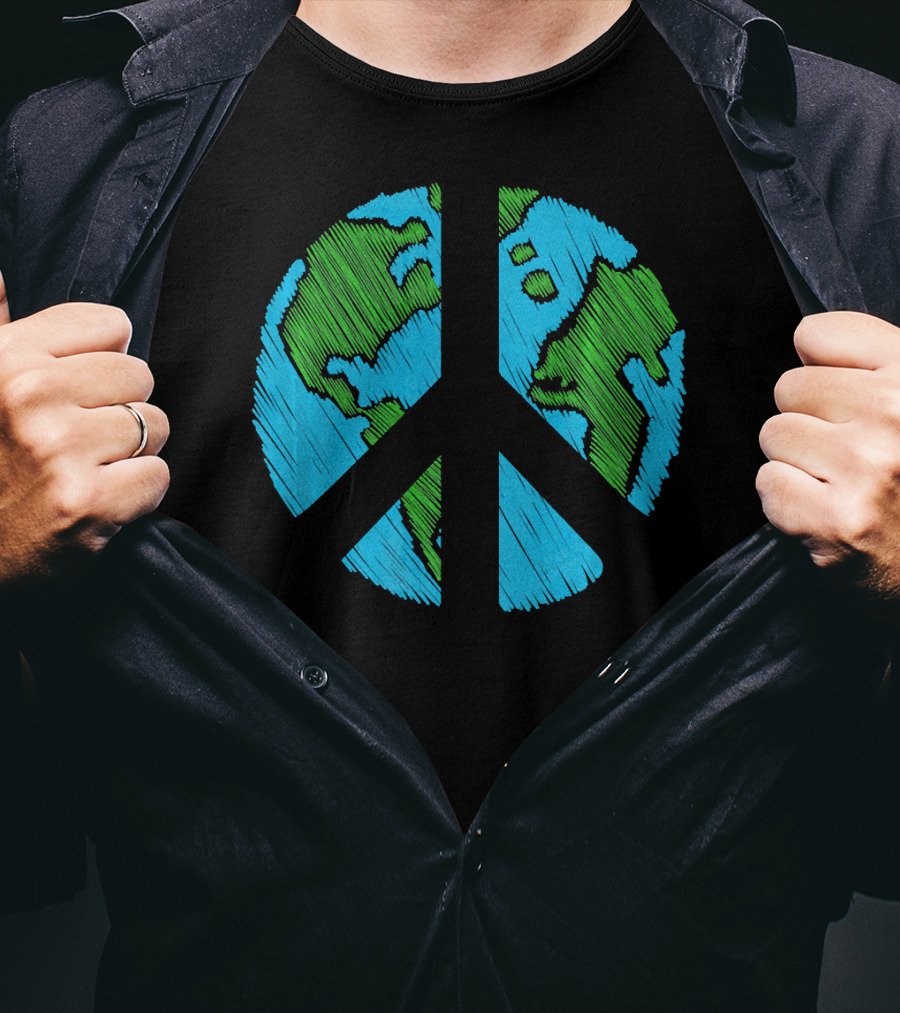 Retro Vintage Peace On Earth Day World Map T-Shirt
