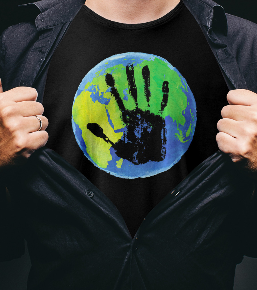 Earth Day Globe With Handprint Nature Conservation T-Shirt