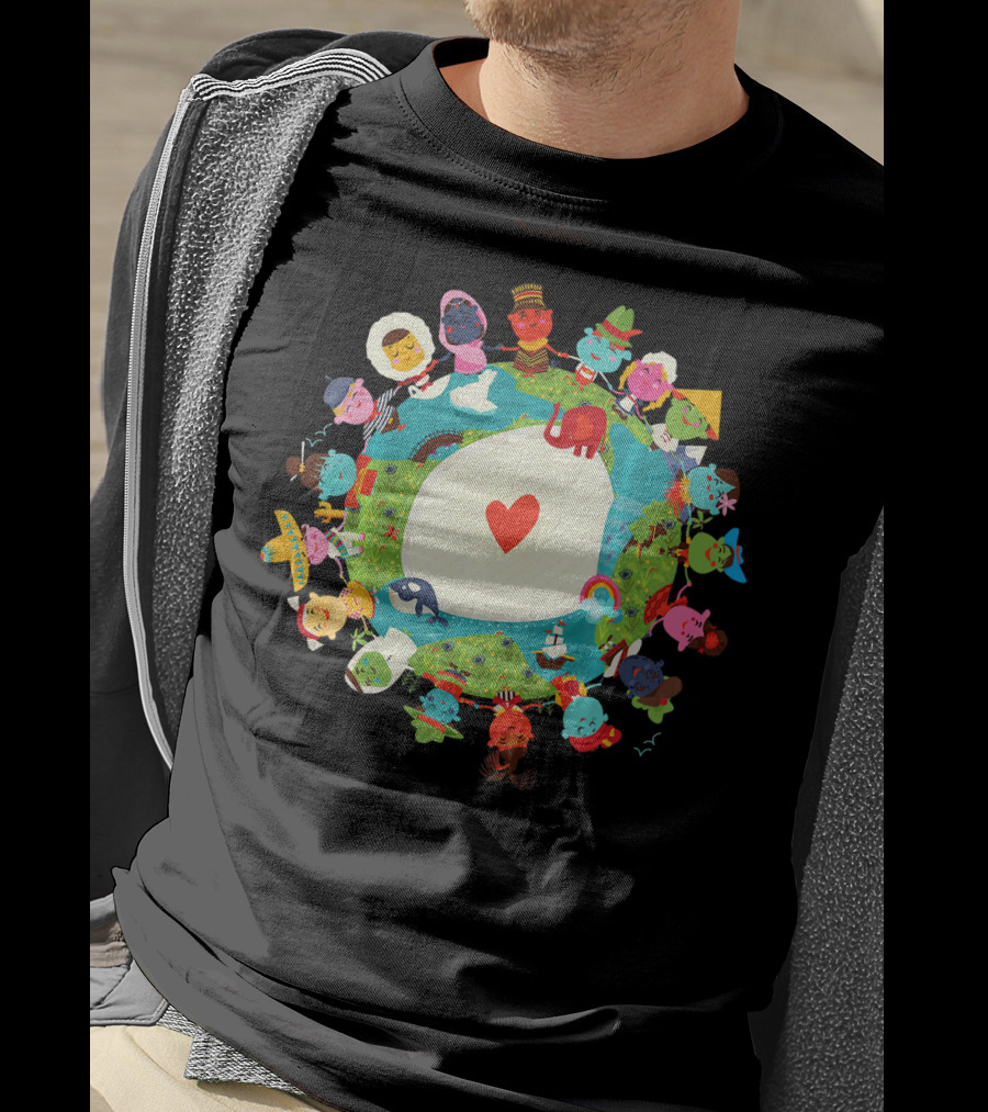 Kids United In Love For The Planet Earth With Heart And Diverse Children T-Shirt