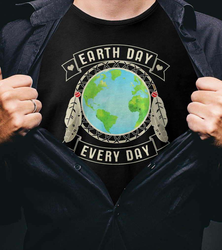 Earth Day Every Day Dreamcatcher Globe Feathers T-Shirt