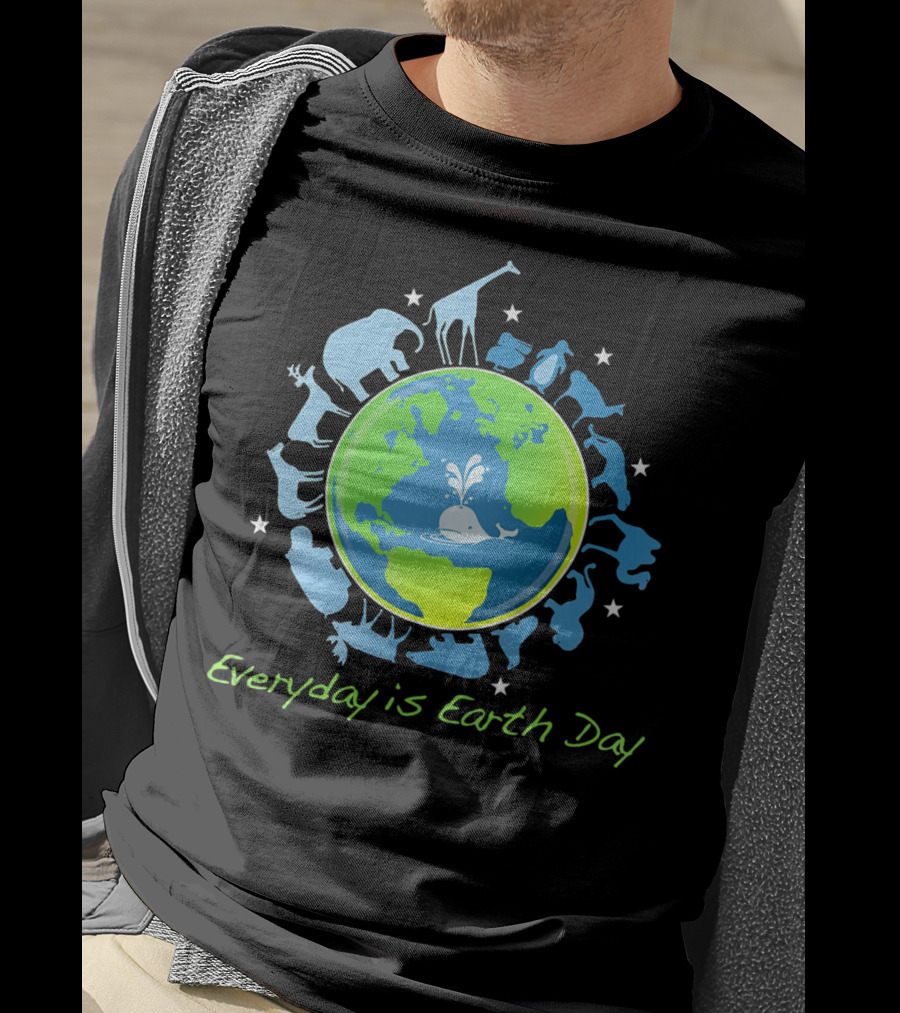 Everyday Is Earth Day Animals Globe Wildlife Conservation T-Shirt