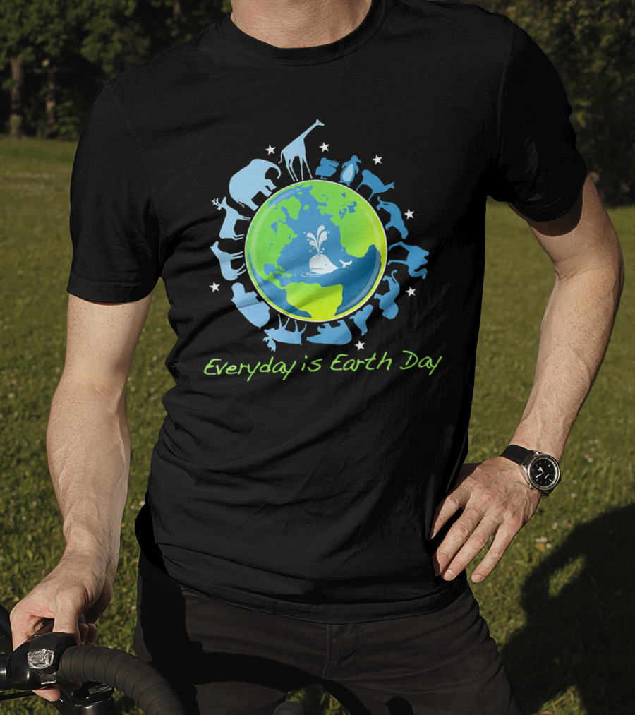 Everyday Is Earth Day Animals Globe Wildlife Conservation T-Shirt