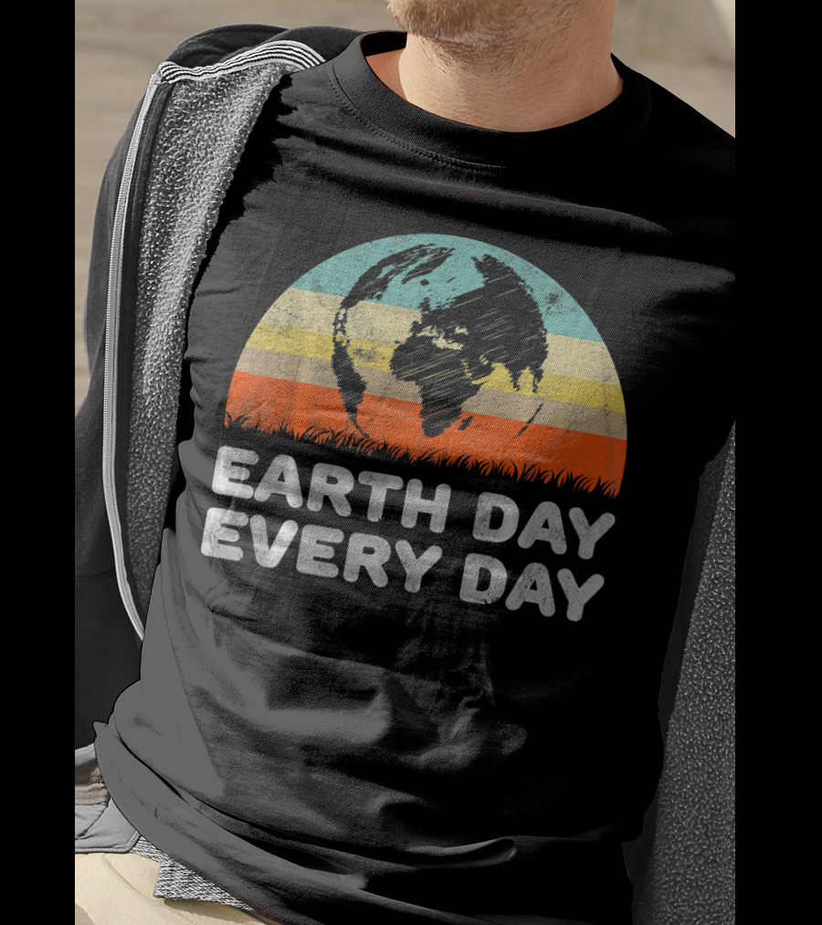 Earth Day Every Day Retro Environmental Stripes T-Shirt