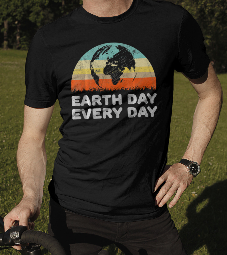 Earth Day Every Day Retro Environmental Stripes T-Shirt