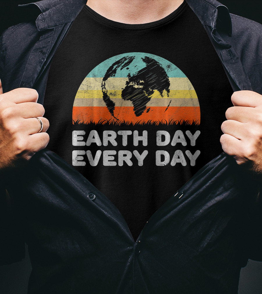 Earth Day Every Day Retro Environmental Stripes T-Shirt