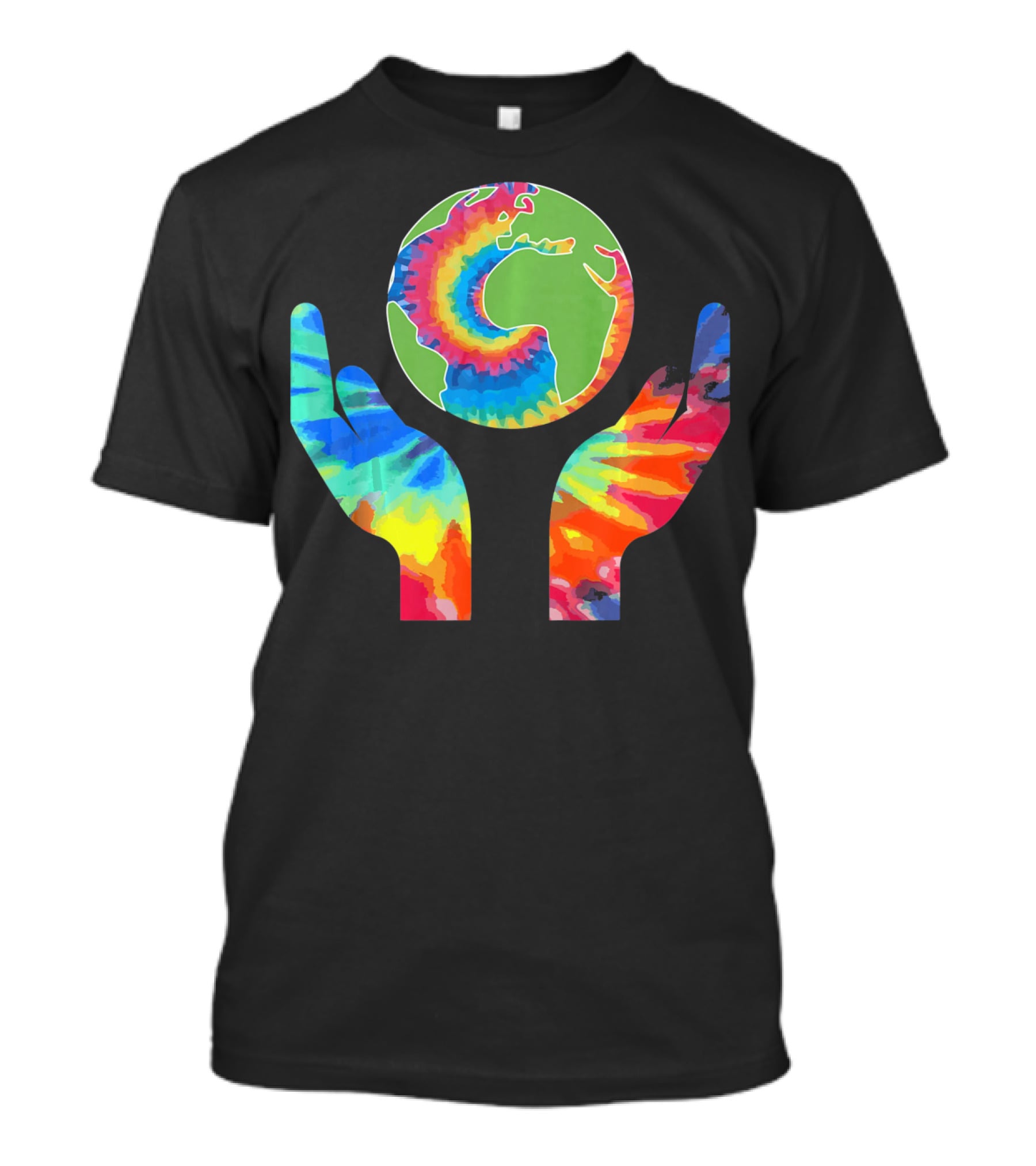 Earth Day Tie-Dye Hands Holding Planet Climate Change Global Warming T-Shirt
