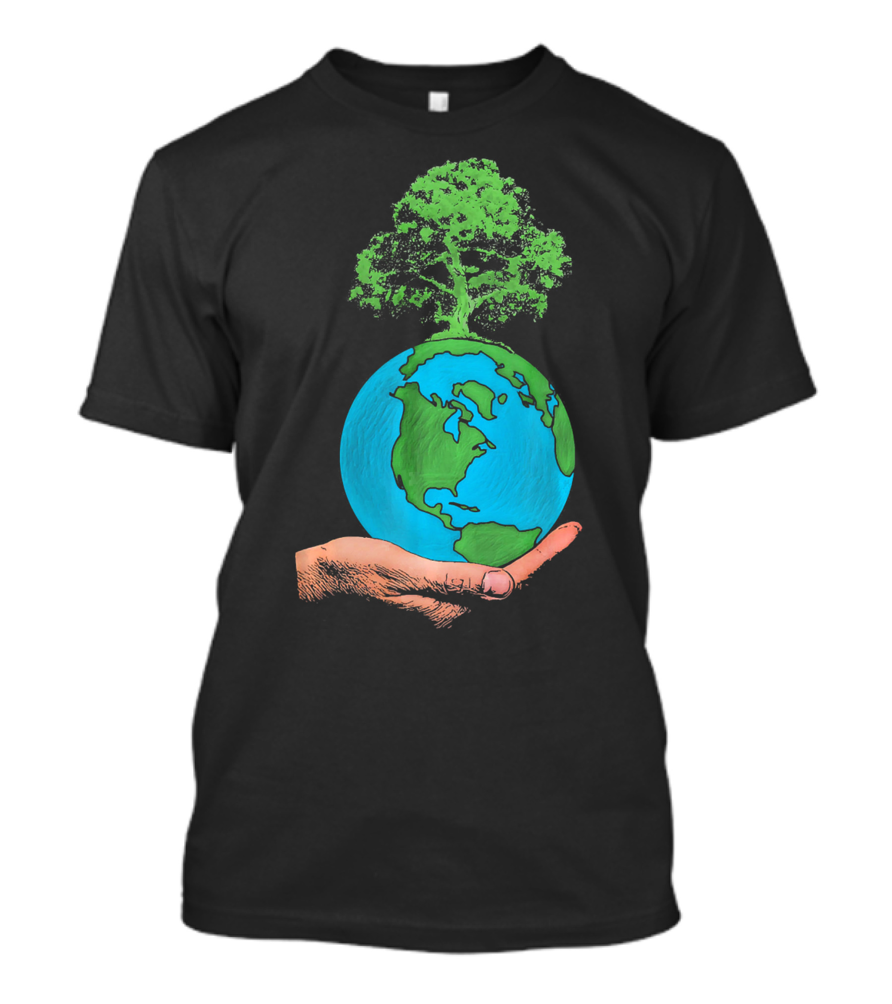 Earth Day Protect Green Environment Tree On Globe In Hand T-Shirt