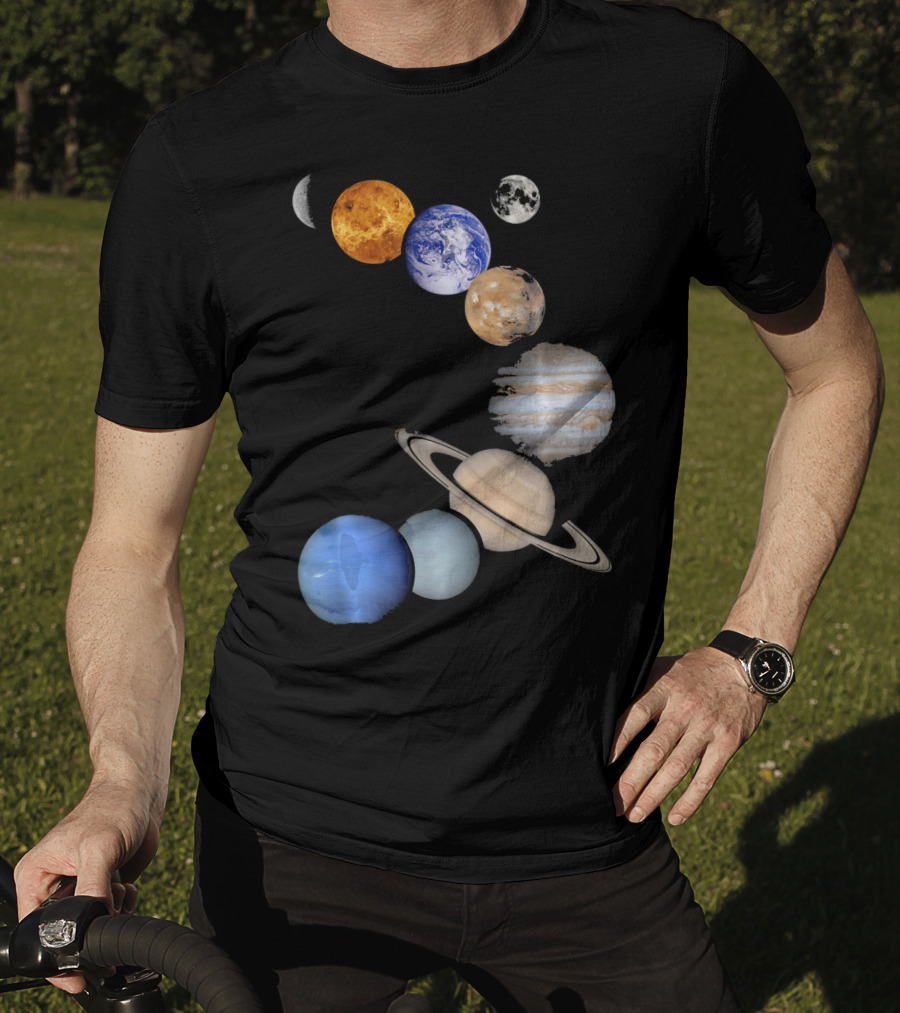 Planet Solar System Earth Moon Sun Mars Jupiter Saturn Neptune Uranus T-Shirt