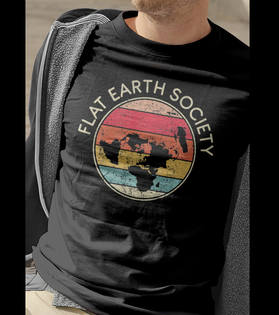 Flat Earth Society Retro Map Conspiracy T-Shirt