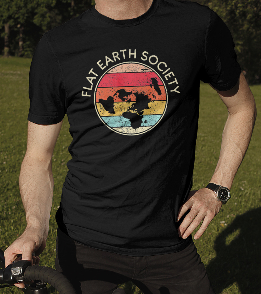 Flat Earth Society Retro Map Conspiracy T-Shirt