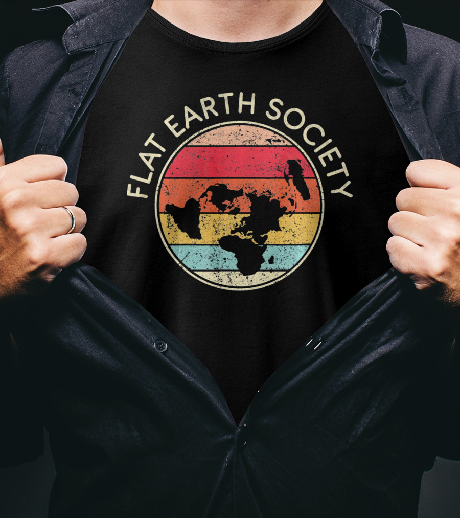 Flat Earth Society Retro Map Conspiracy T-Shirt