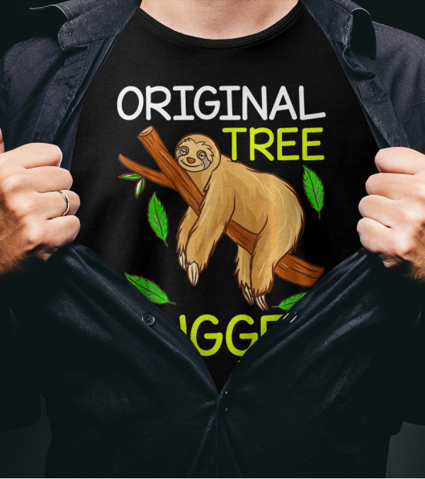 Original Tree Hugger Sloth Environmental Climate T-Shirt