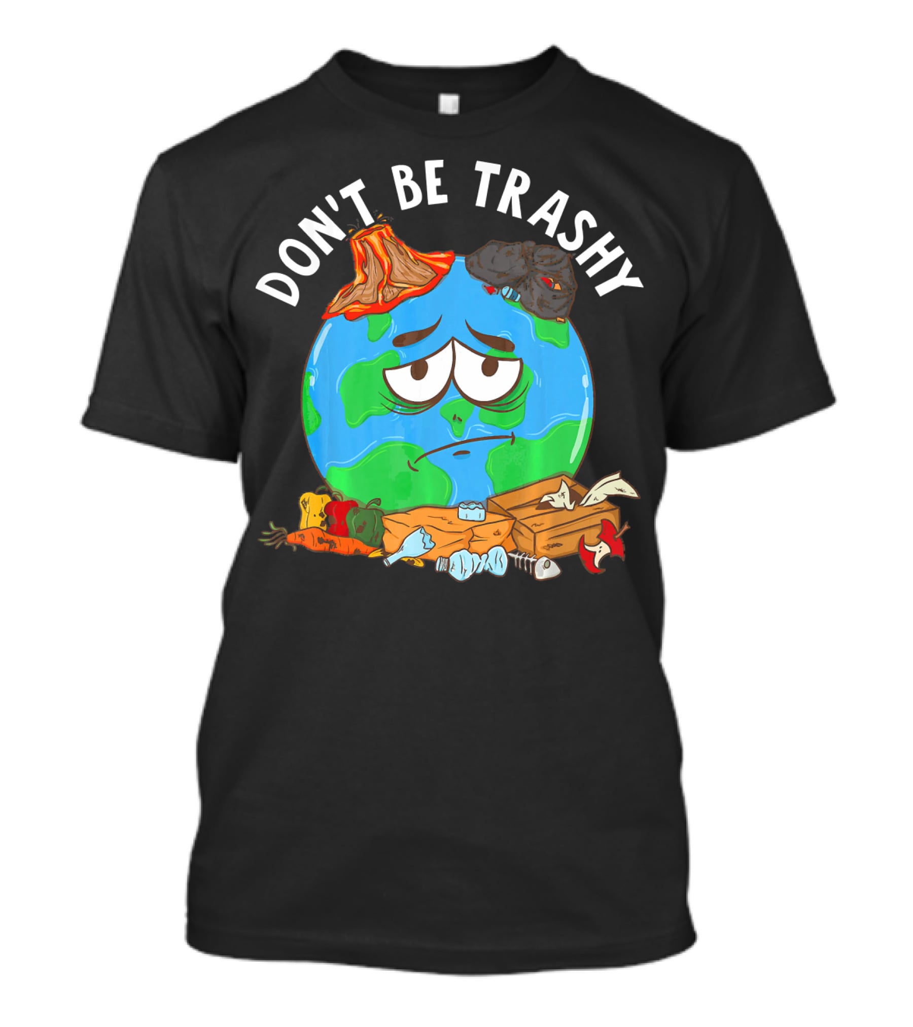 Don't Be Trashy Earth Illustration Recycling Awareness T-Shirt