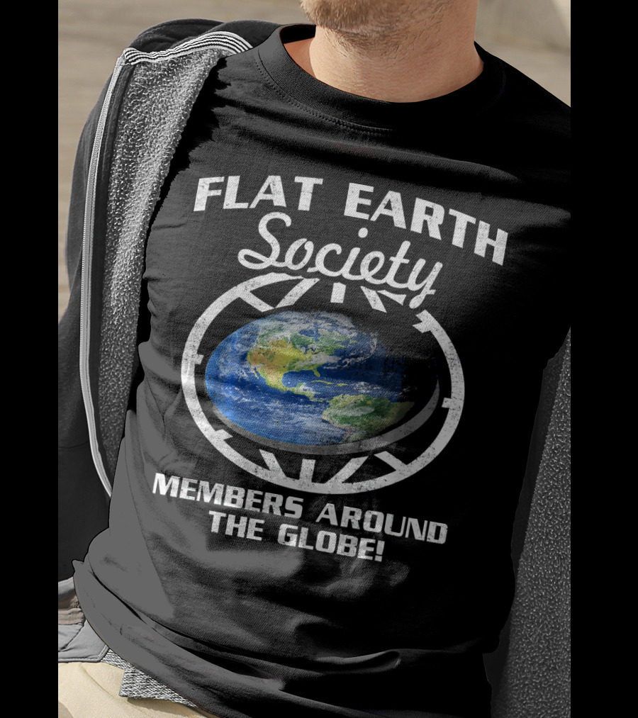 Flat Earth Society Members Around The Globe Planet Map T-Shirt