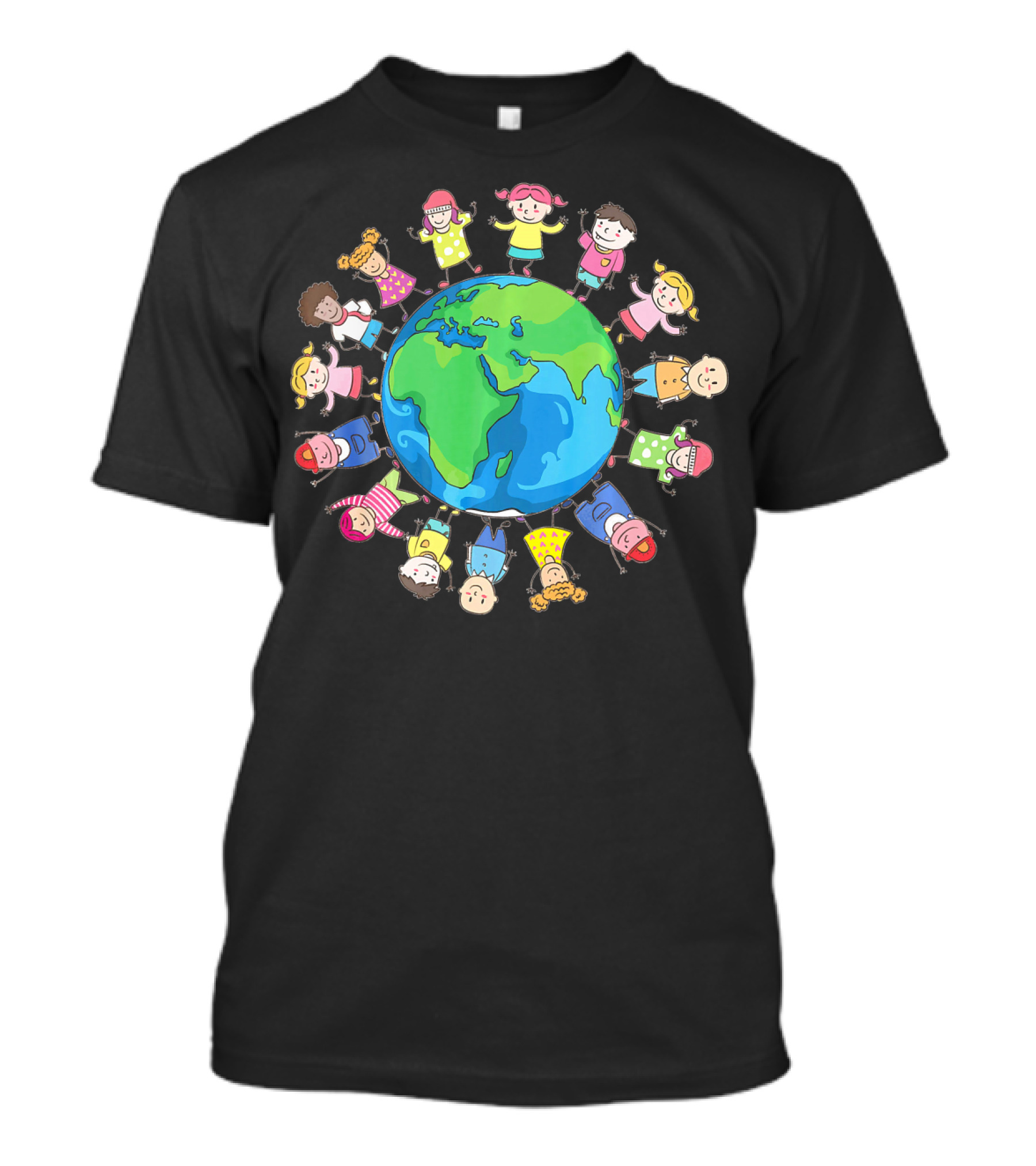 Happy Earth Day Children Around The World Holding Hands Planet T-Shirt