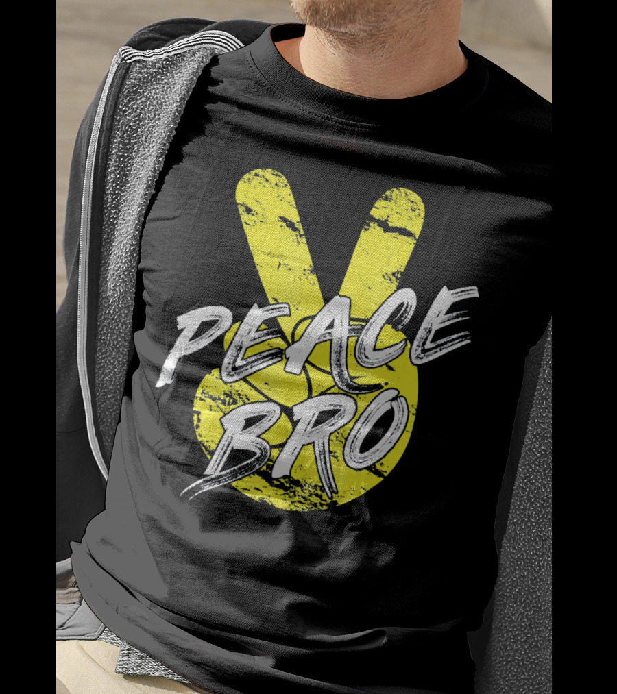 PEACE Bro Peace Sign Yellow Tex T-Shirt