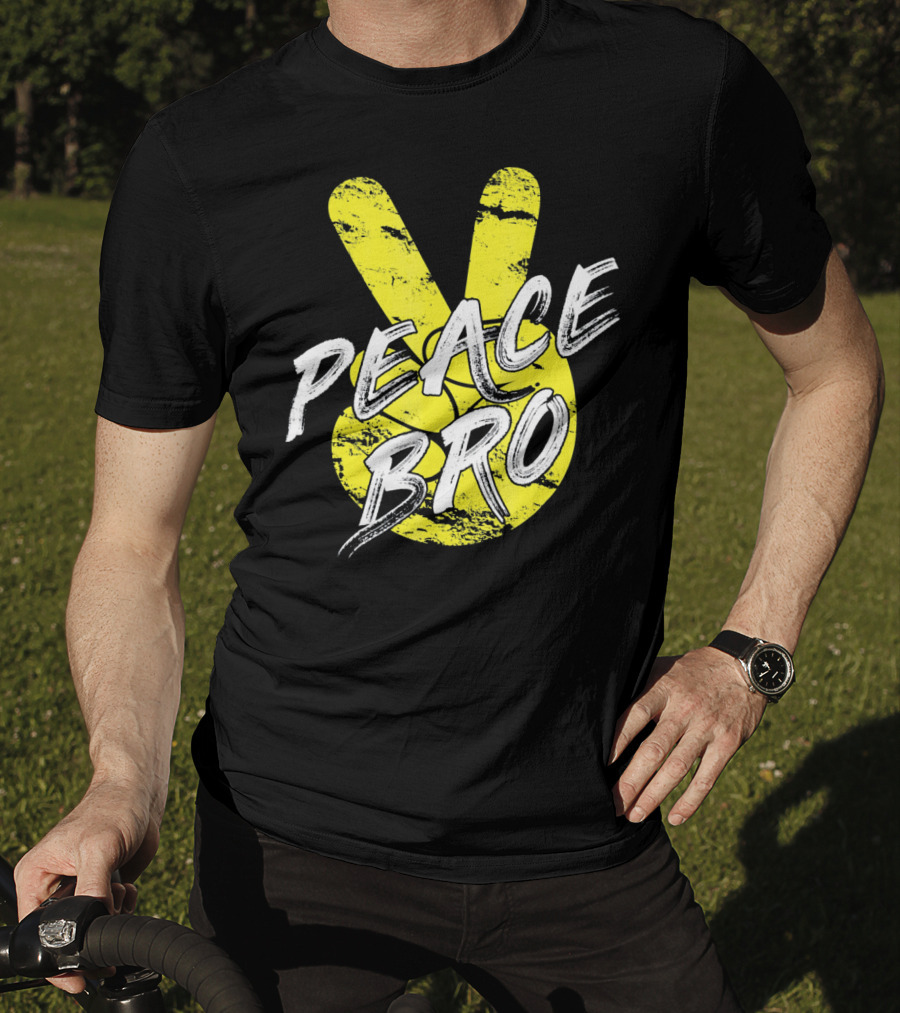 PEACE Bro Peace Sign Yellow Tex T-Shirt
