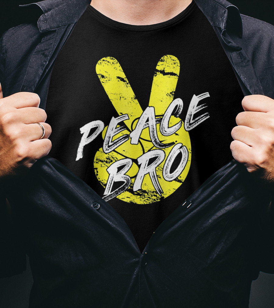 PEACE Bro Peace Sign Yellow Tex T-Shirt