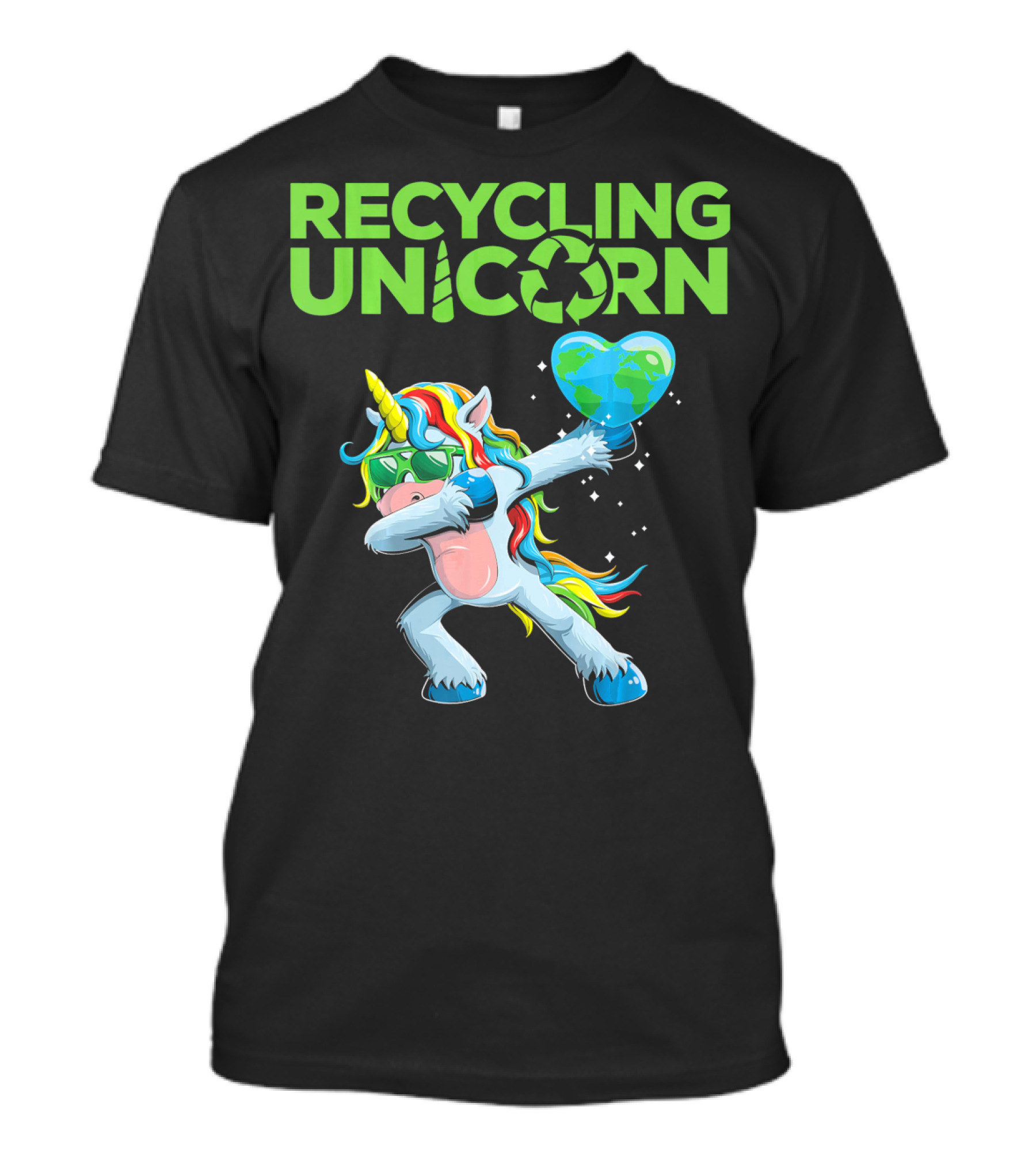 Recycling Unicorn Dabbing With Earth Heart T-Shirt