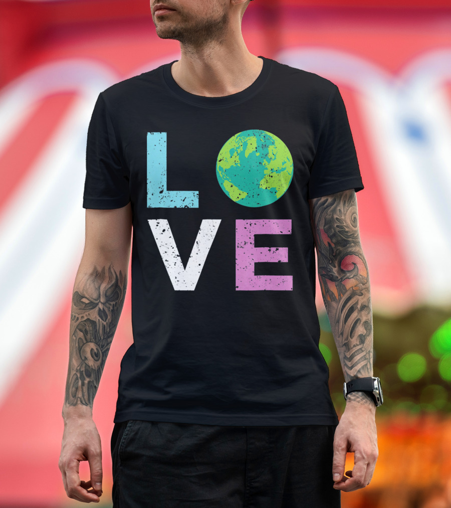 LOVE Earth Day with Globe Vin Earth T-Shirt