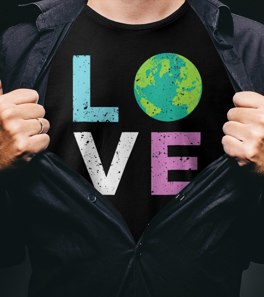 LOVE Earth Day With Globe Vin Earth T-Shirt