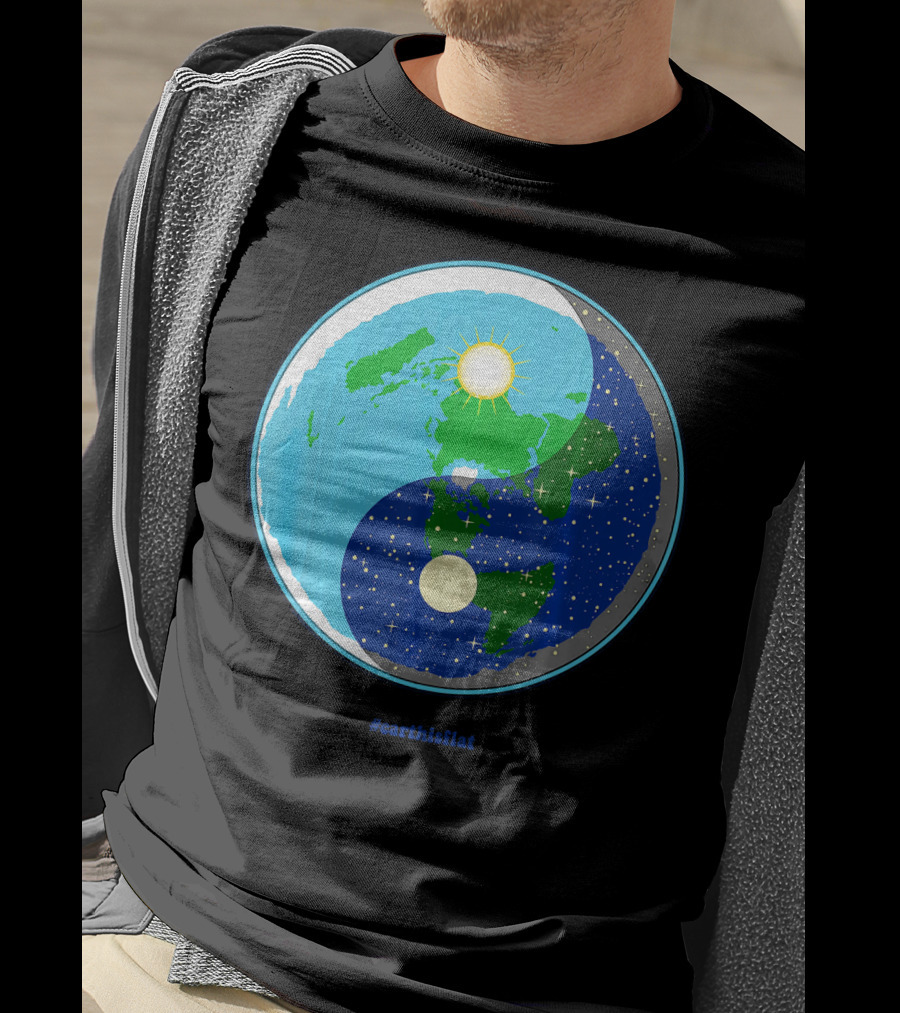 Ying Yang Flat Earth Truther #earthisflat Sun And Moon T-Shirt