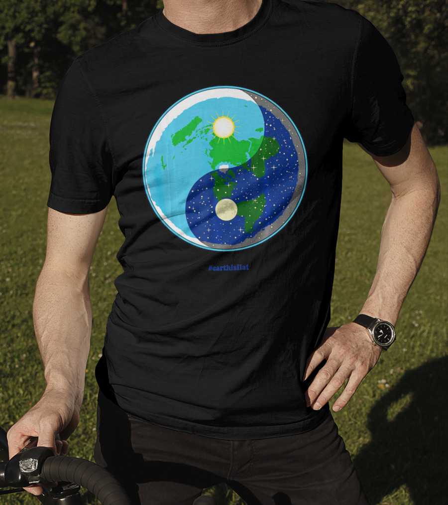 Ying Yang Flat Earth Truther #earthisflat Sun And Moon T-Shirt