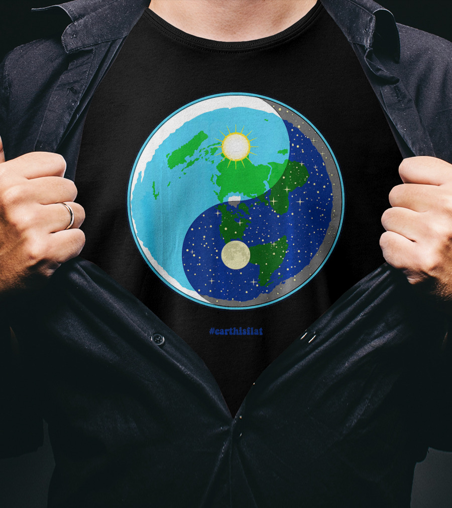Ying Yang Flat Earth Truther #earthisflat Sun And Moon T-Shirt
