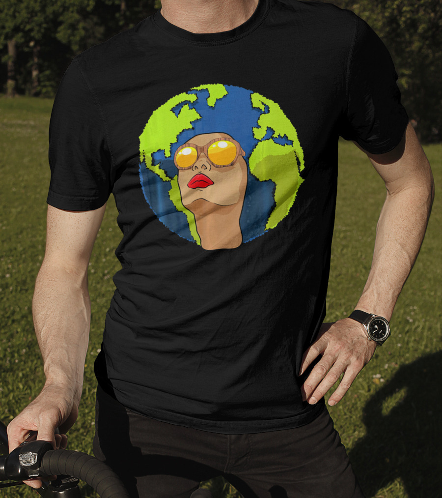 Arbor Mother Earth Day Sunglasses Reflection Globe Face T-Shirt