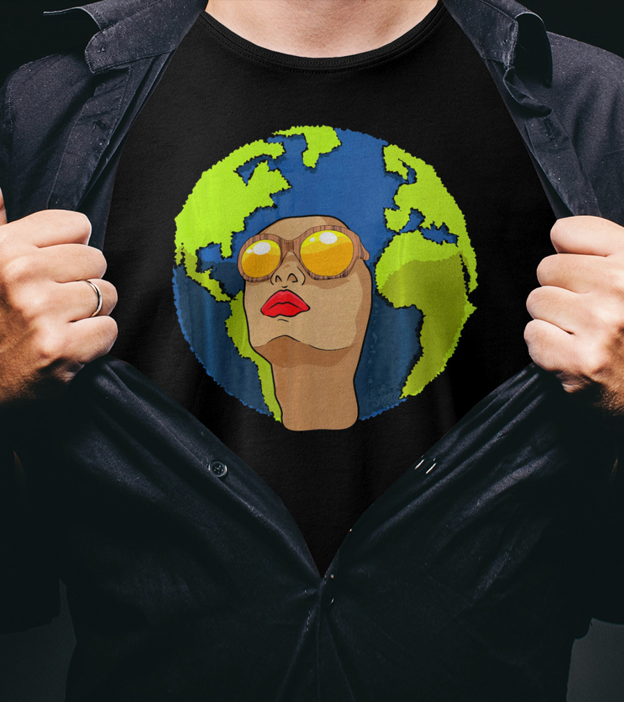 Arbor Mother Earth Day Sunglasses Reflection Globe Face T-Shirt