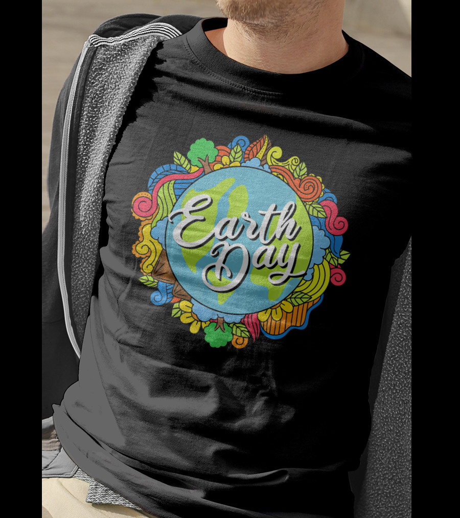Earth Day Colorful Earth Doodle For Teachers T-Shirt