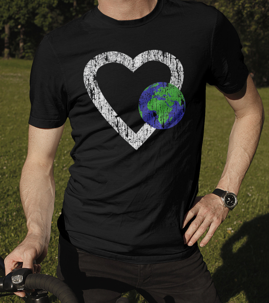 I Love Planet Earth Day Climate Change Heart World T-Shirt