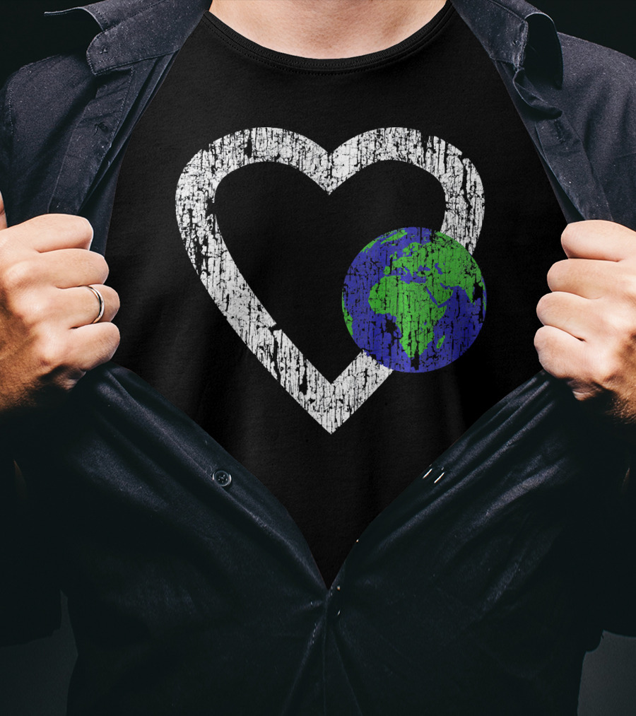 I Love Planet Earth Day Climate Change Heart World T-Shirt