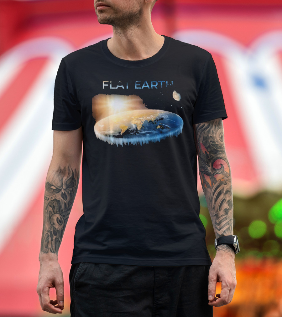Flat Earth Dome Map with Sun and Moon T-Shirt