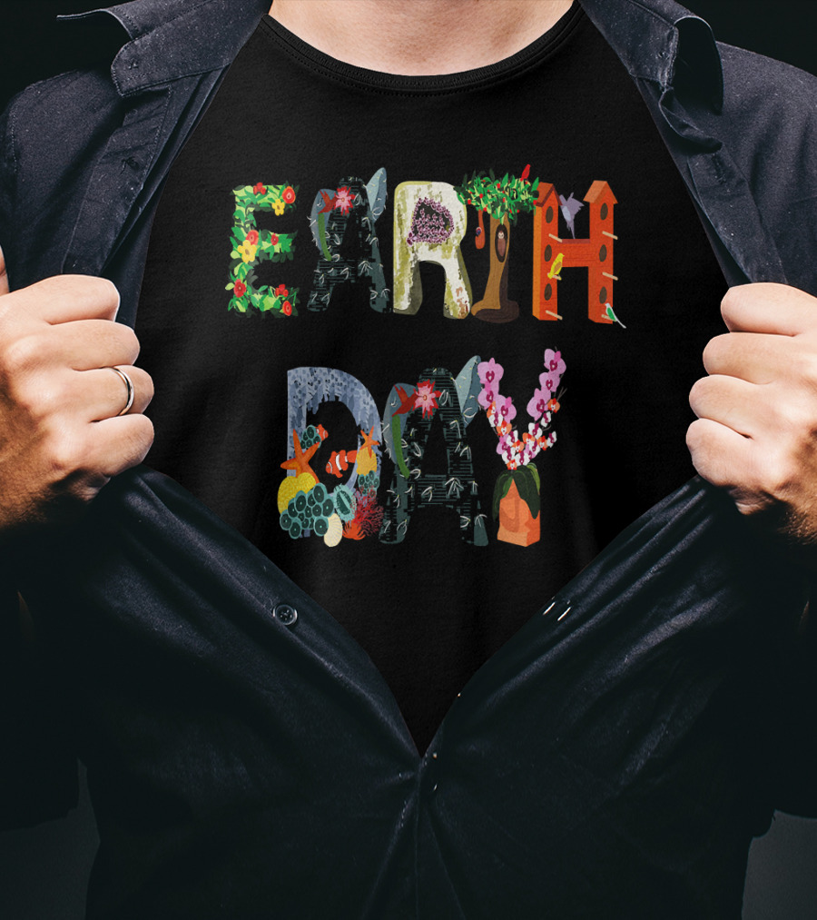National Earth Day Nature-Themed Lettering T-Shirt