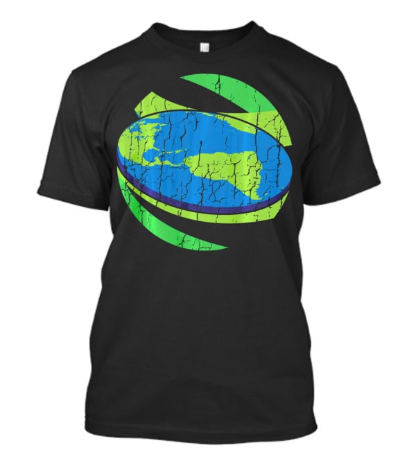 Flat Earth Flat Earther Planet Cracked Globe T-Shirt