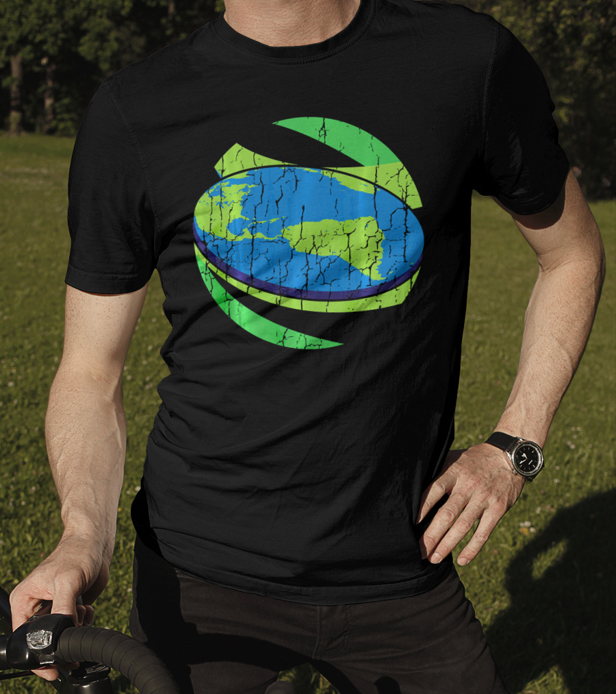 Flat Earth Flat Earther Planet Cracked Globe T-Shirt