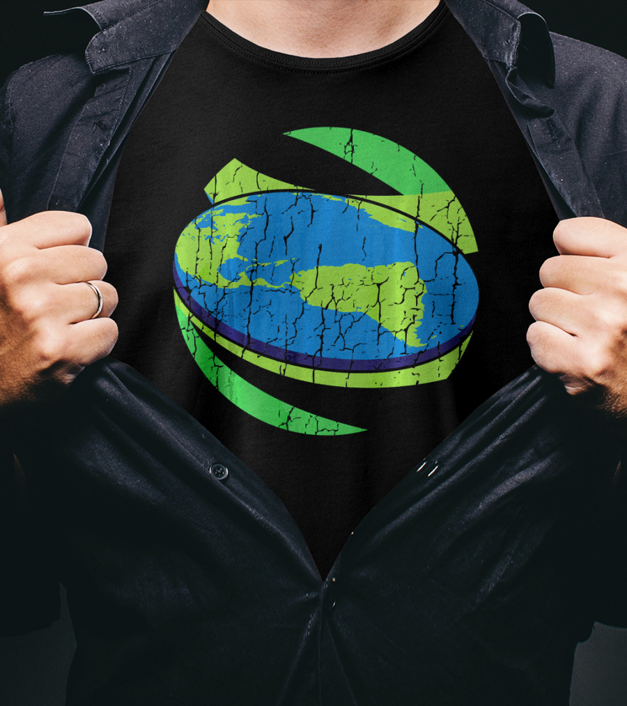 Flat Earth Flat Earther Planet Cracked Globe T-Shirt